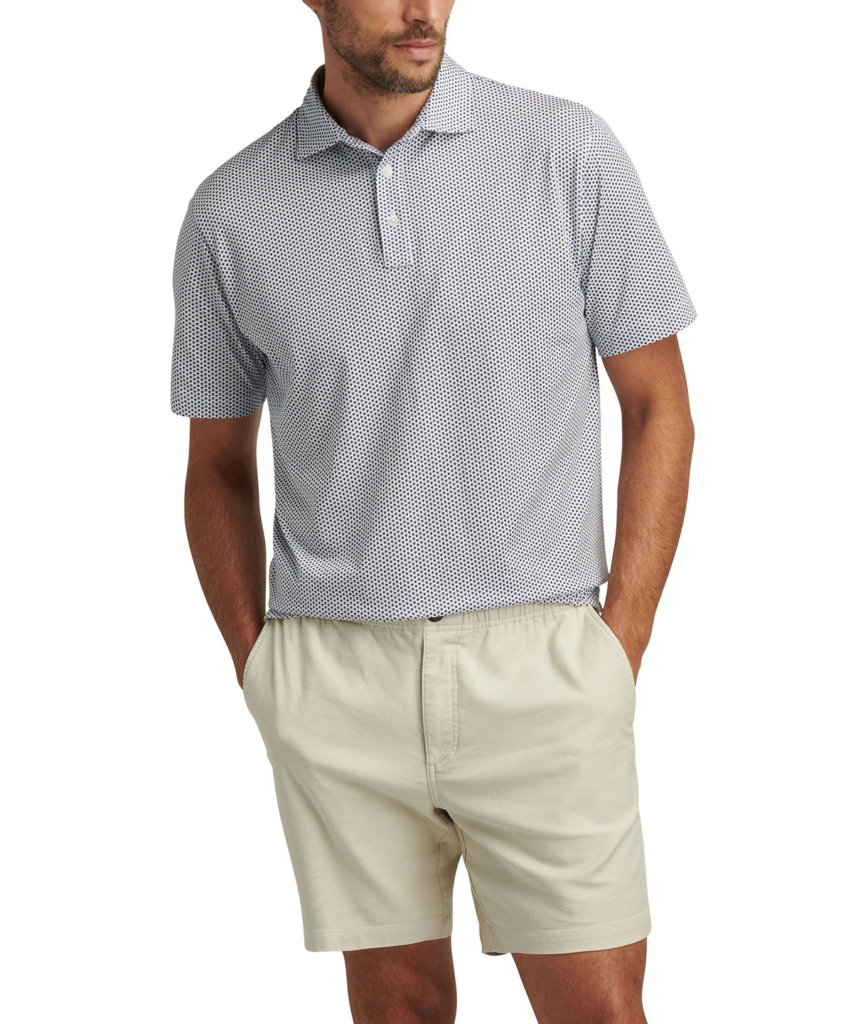 Peter Millar Short Sleeve Turtle Performance Print Polo Shirt, Men's Big & Tall