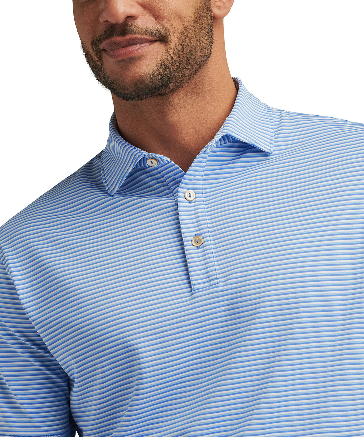 Peter Millar Short Sleeve Linden Stripe Polo Knit Shirt, Men's Big & Tall