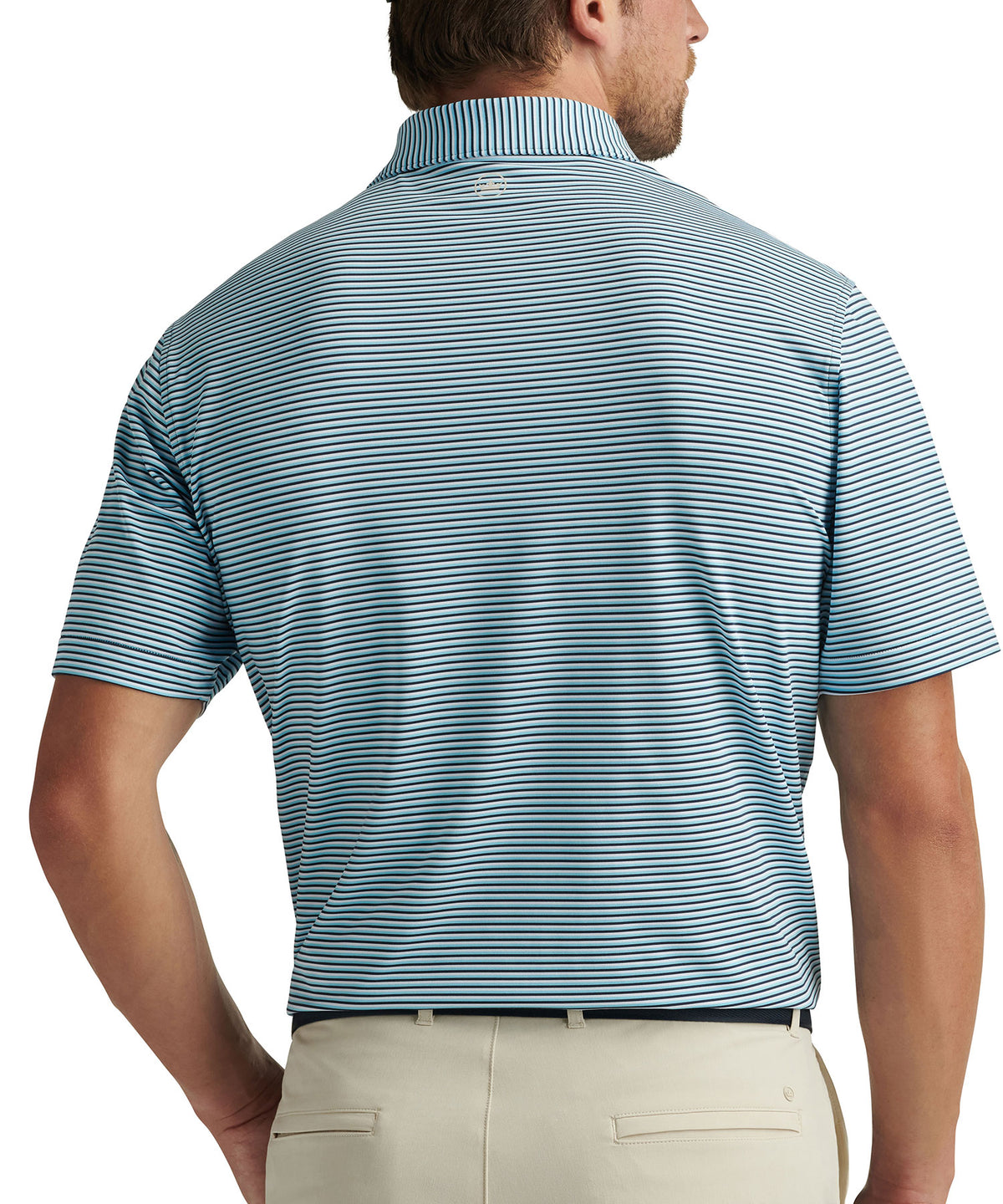 Peter Millar Short Sleeve Linden Stripe Polo Knit Shirt, Men's Big & Tall