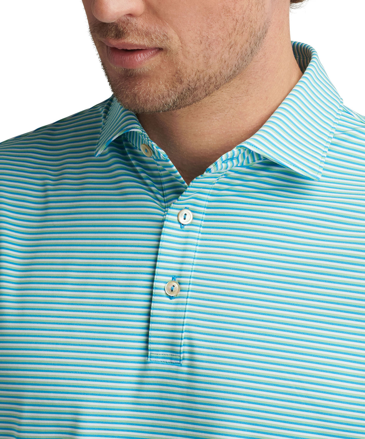 Peter Millar Short Sleeve Linden Stripe Polo Knit Shirt, Men's Big & Tall