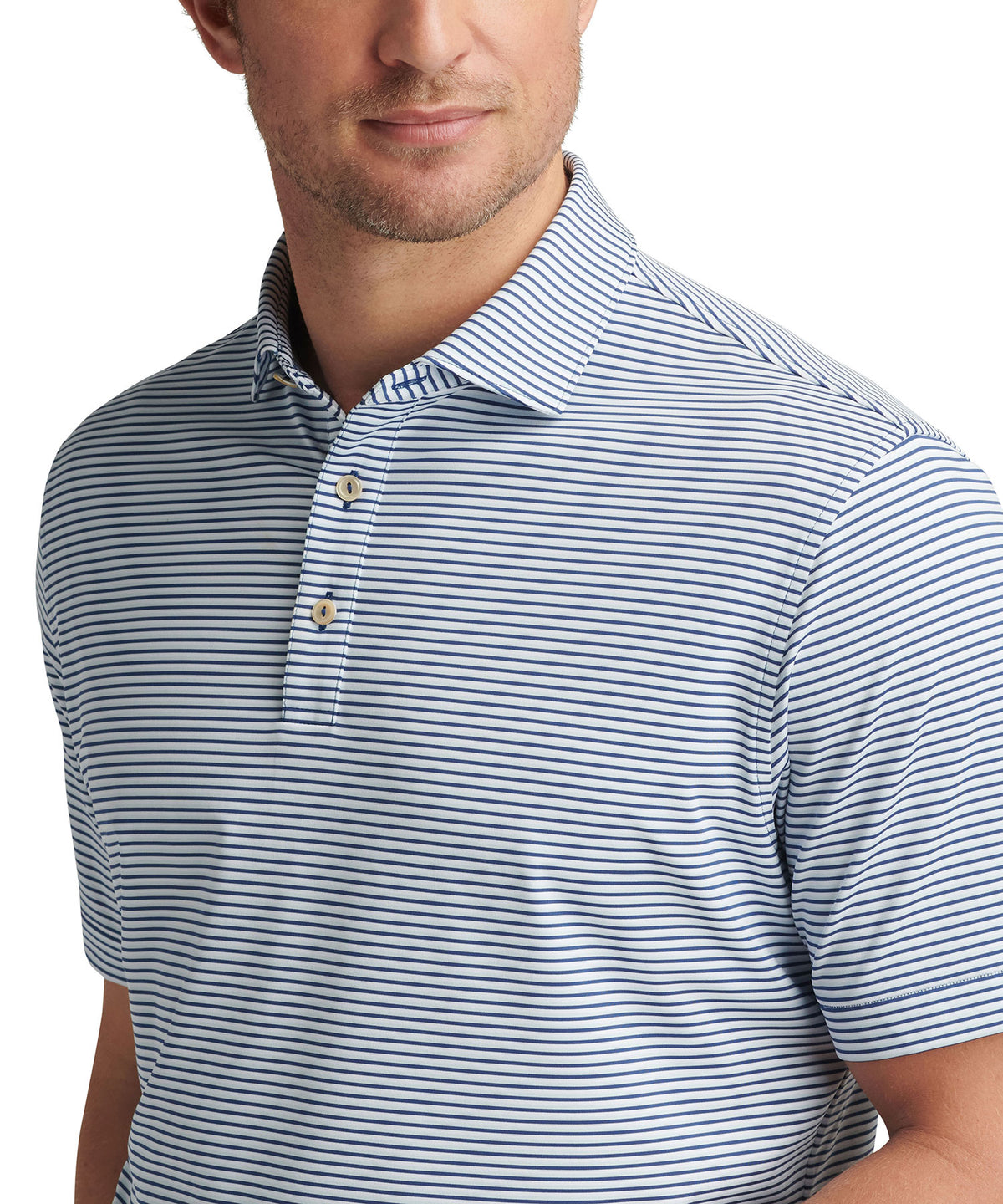 Peter Millar Short Sleeve Linden Stripe Polo Knit Shirt, Men's Big & Tall