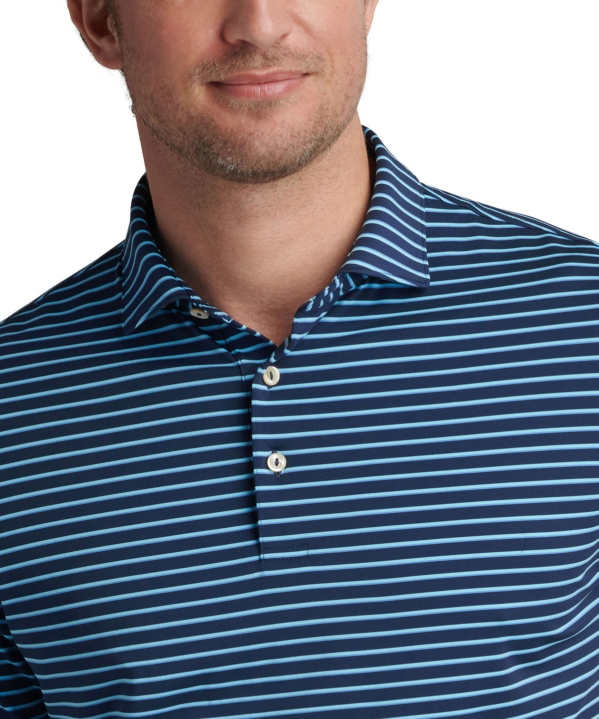 Peter Millar Short Sleeve Dunnes Stripe Polo Knit Shirt, Men's Big & Tall