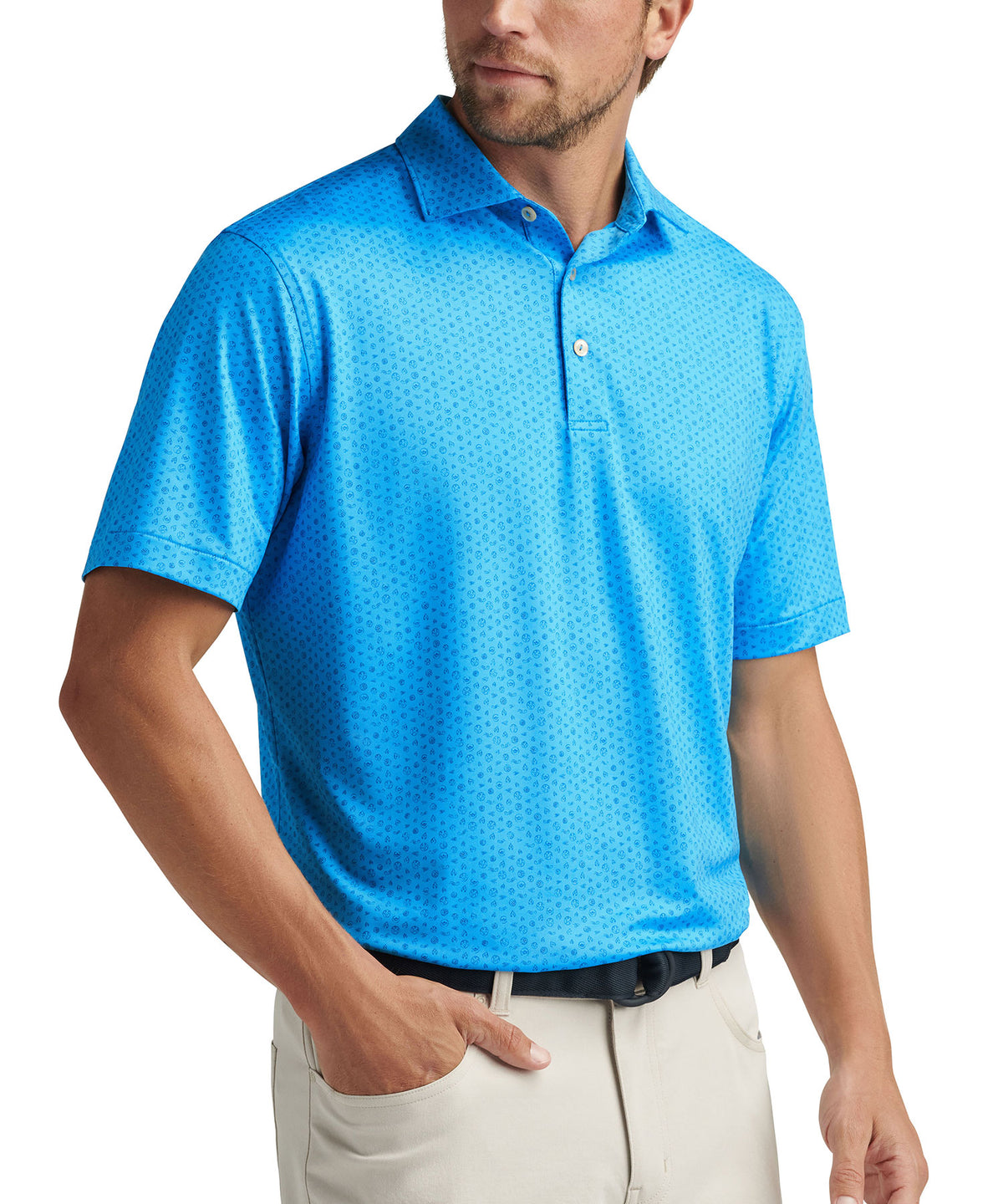 Peter Millar Short Sleeve Elements Performance Print Polo Knit Shirt, Men's Big & Tall