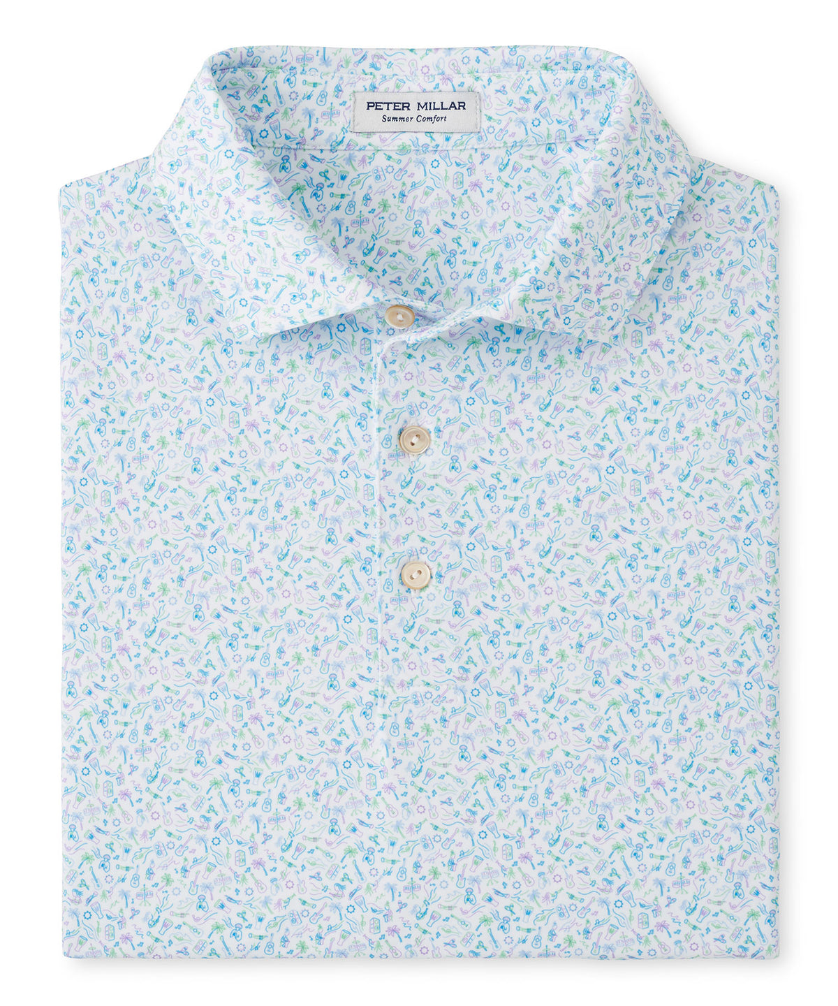 Peter Millar Short Sleeve Island Jammin' Performance Print Polo Knit Shirt, Men's Big & Tall