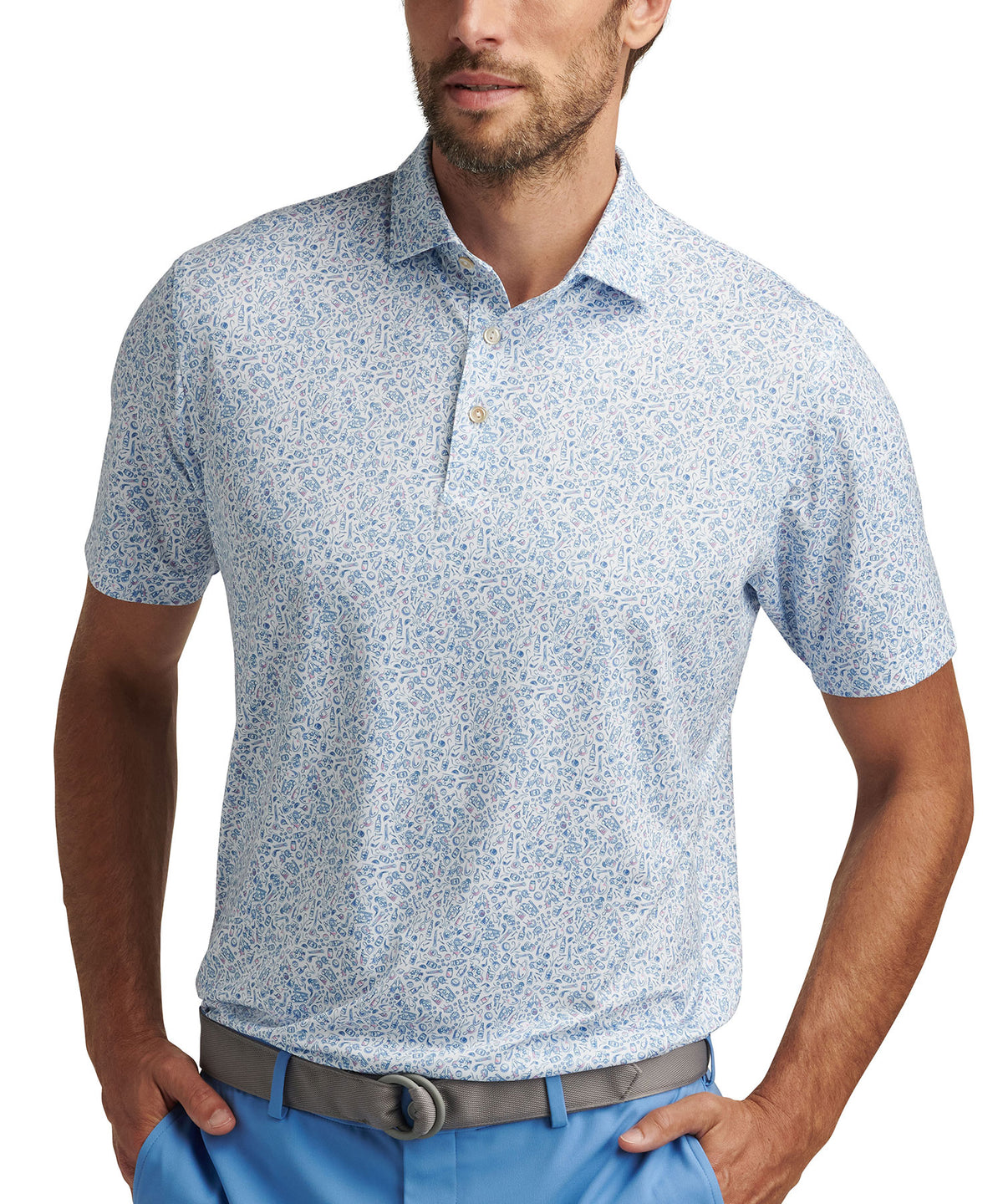 Peter Millar Shirt Sleeve Bar For The Course Performance Print Polo Knit Shirt, Men's Big & Tall