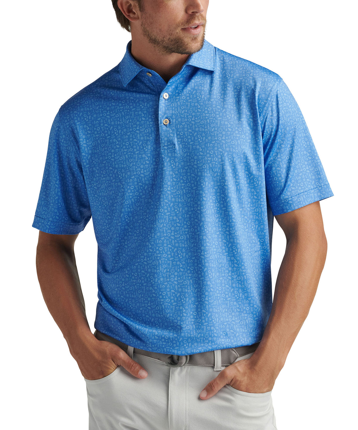 Peter Millar Shirt Sleeve Toga Party Performance Print Polo Knit Shirt, Men's Big & Tall