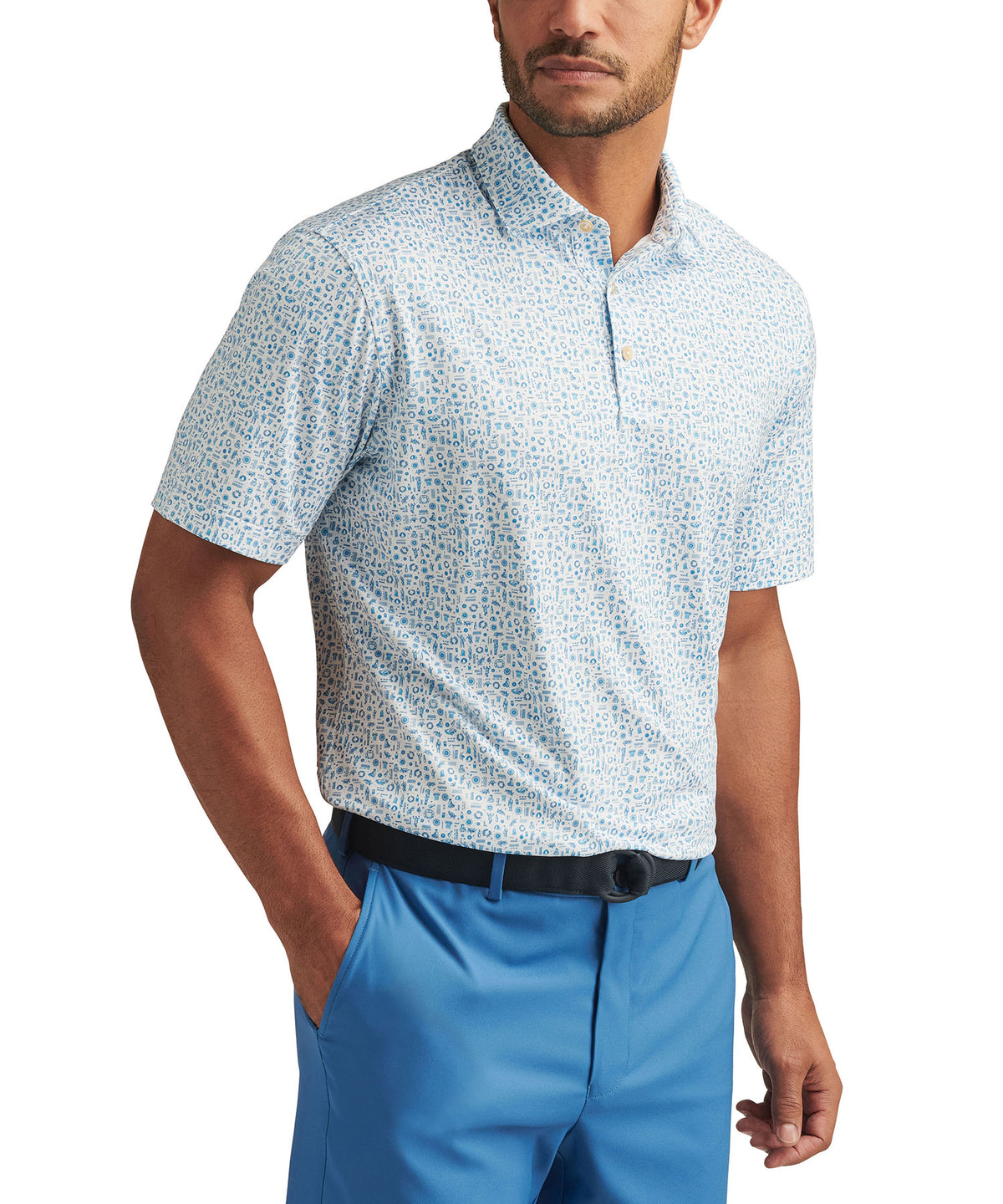 Peter Millar Shirt Sleeve Toga Party Performance Print Polo Knit Shirt, Men's Big & Tall