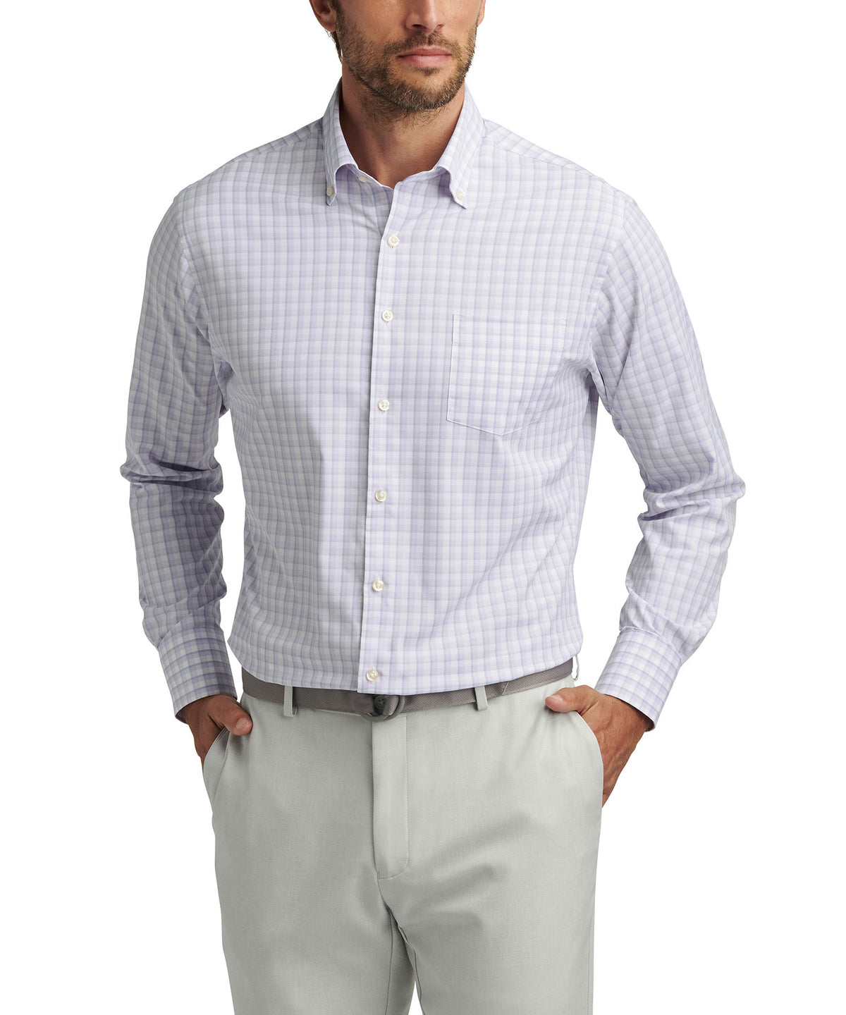 Peter Millar Long Sleeve Whissle Sport Shirt, Men's Big & Tall