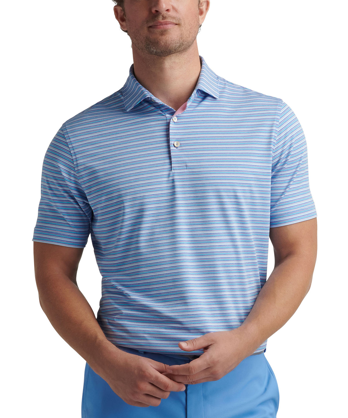 Peter Millar Short Sleeve Avent Stripe Polo Knit Shirt, Men's Big & Tall