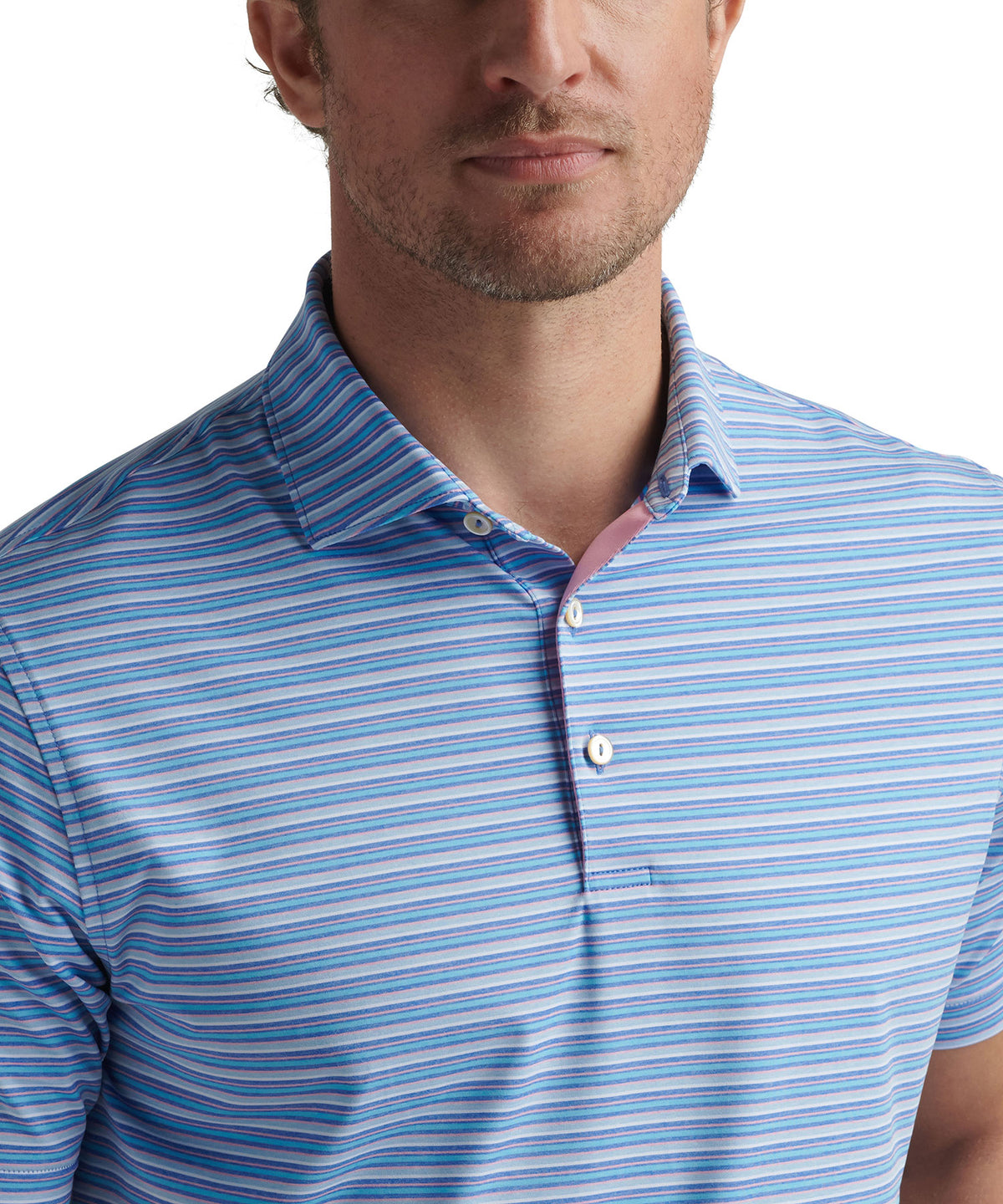 Peter Millar Short Sleeve Avent Stripe Polo Knit Shirt, Men's Big & Tall