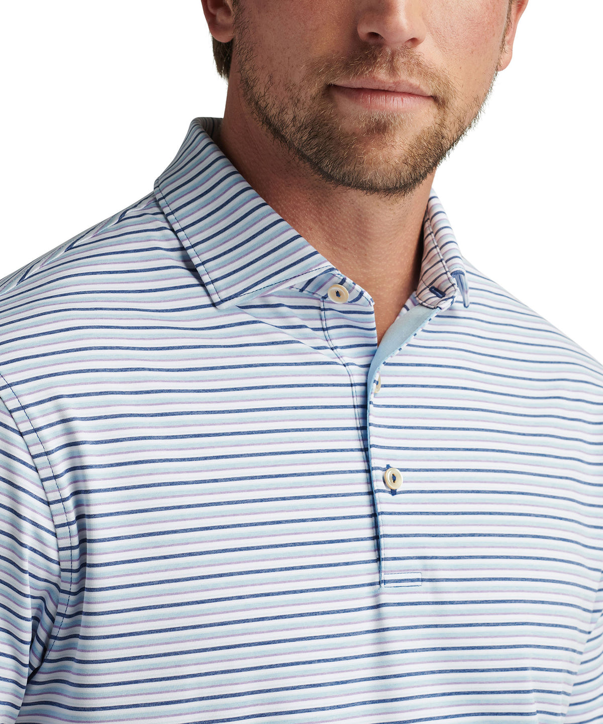 Peter Millar Short Sleeve Avent Stripe Polo Knit Shirt, Men's Big & Tall