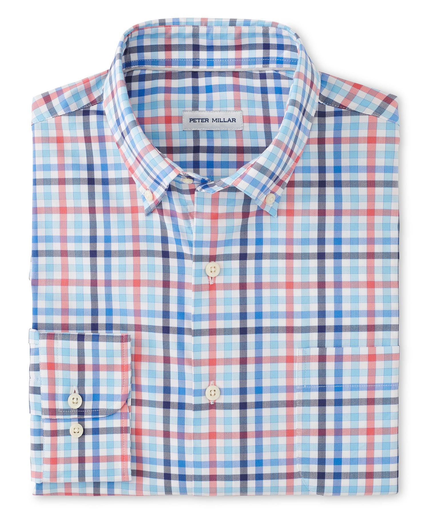 Peter Millar Long Sleeve Button Down Collar Plaid Chambly Sport Shirt