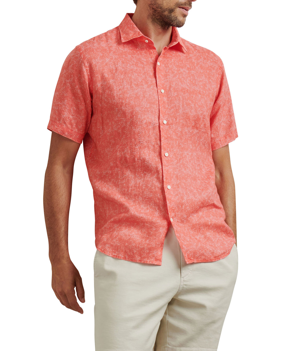 Peter Millar Short Sleeve Volta Linen Sport Shirt, Men's Big & Tall