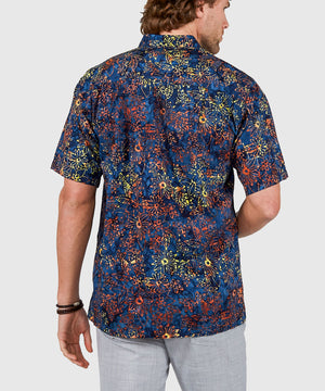 Westport Black Short Sleeve Batik Print Camp Shirt