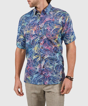 Westport Black Short Sleeve Batik Print Camp Shirt