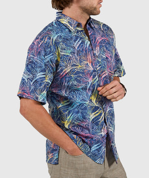 Westport Black Short Sleeve Batik Print Camp Shirt