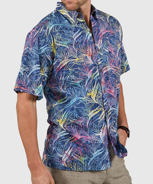 Westport Black Short Sleeve Batik Print Camp Shirt