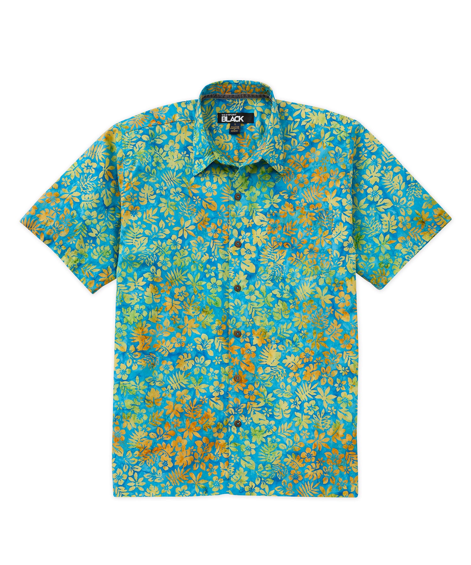 Westport Black Short Sleeve Batik Print Camp Shirt