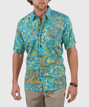 Westport Black Short Sleeve Batik Print Camp Shirt