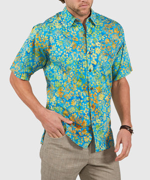 Westport Black Short Sleeve Batik Print Camp Shirt