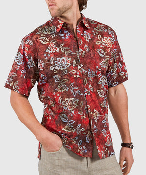 Westport Black Short Sleeve Batik Print Camp Shirt