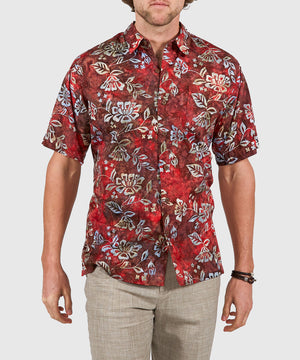 Westport Black Short Sleeve Batik Print Camp Shirt