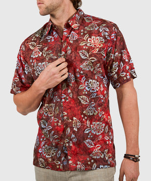 Westport Black Short Sleeve Batik Print Camp Shirt