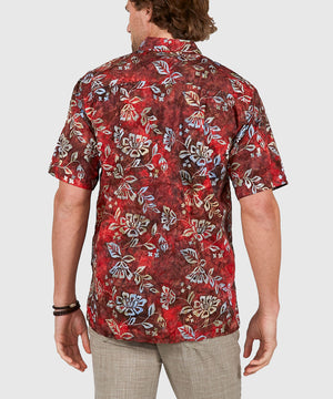 Westport Black Short Sleeve Batik Print Camp Shirt