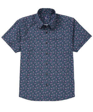 Westport No-Tuck Short Sleeve Button Down Collar Stretch Performance 'Vines' Sport Shirt