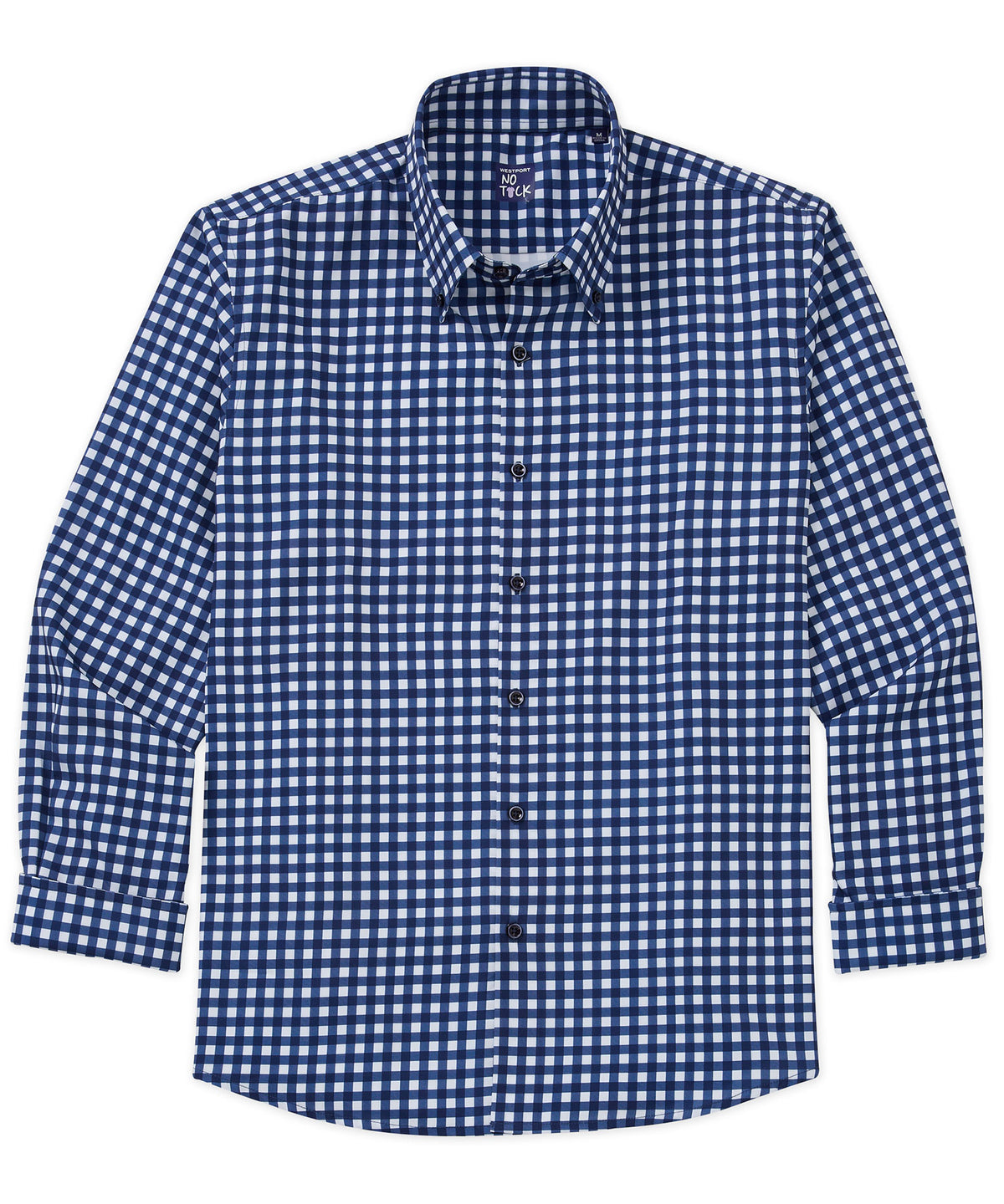 Westport No-Tuck Long Sleeve Button Down Collar Stretch Performance Gingham Sport Shirt, Men's Big & Tall