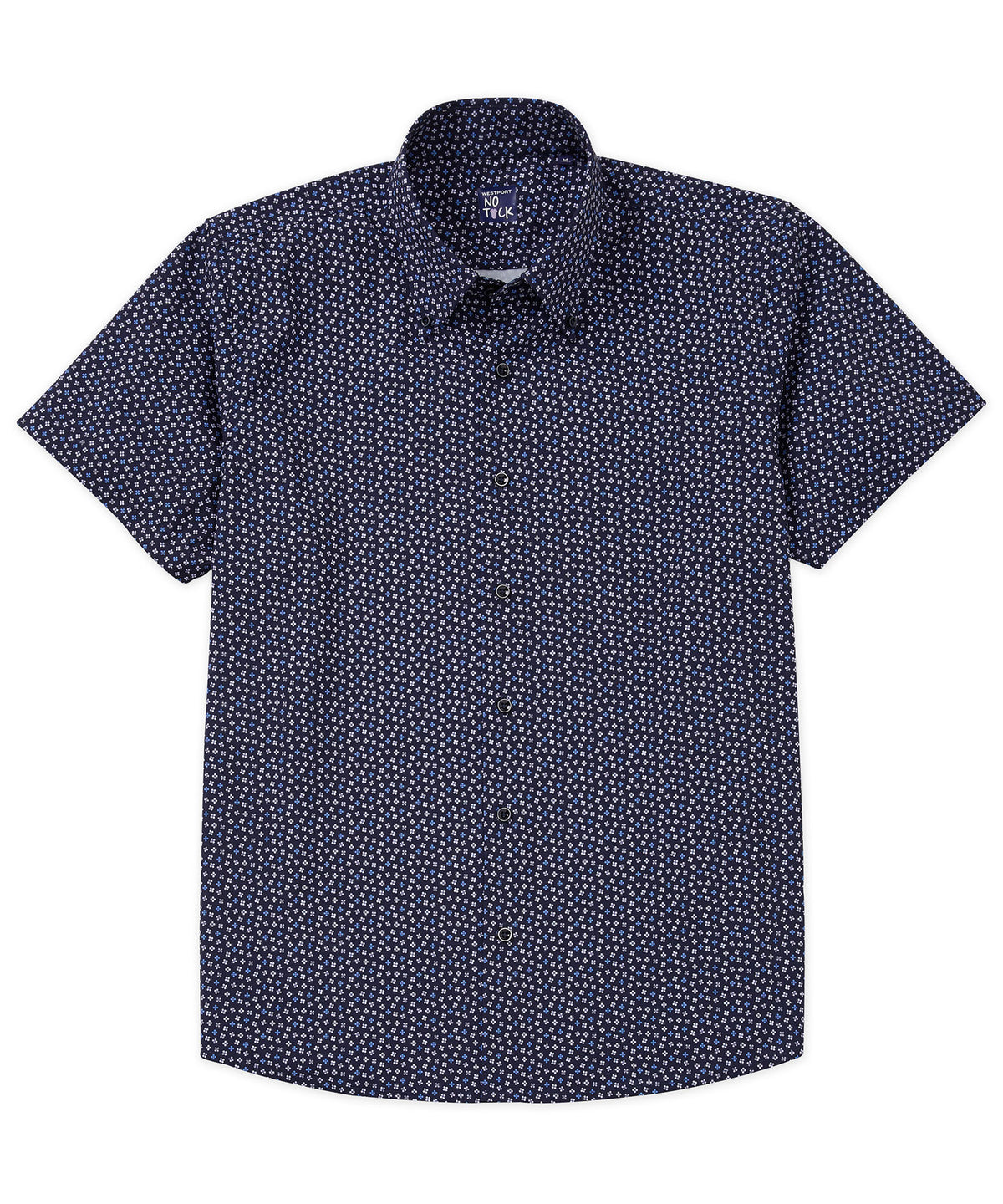 Westport No-Tuck Short Sleeve Button Down Collar Stretch Performance 'Petal Power' Toss Geo Sport Shirt, Men's Big & Tall