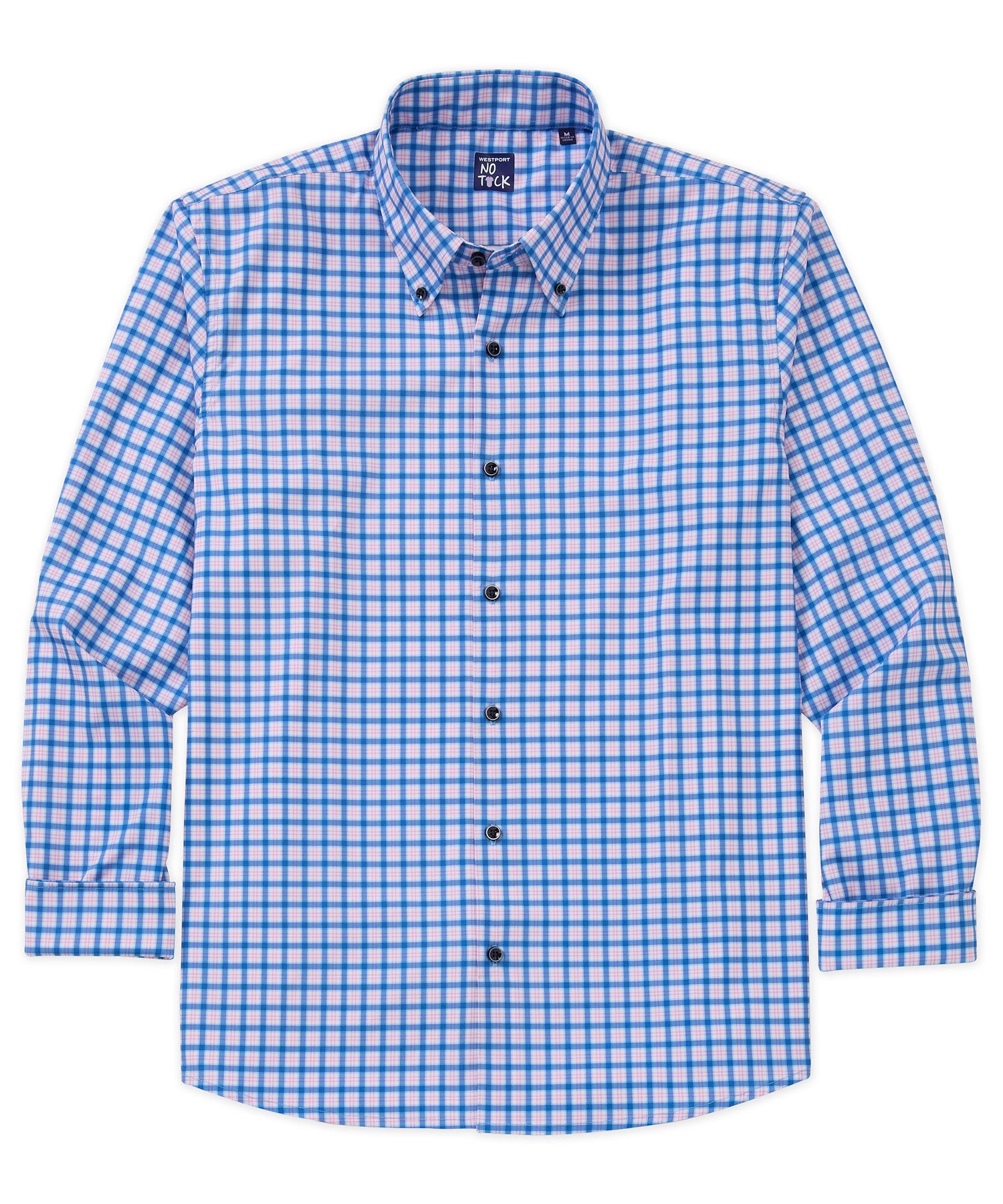 Westport No-Tuck Long Sleeve Button Down Collar Stretch Performance Plaid Sport Shirt