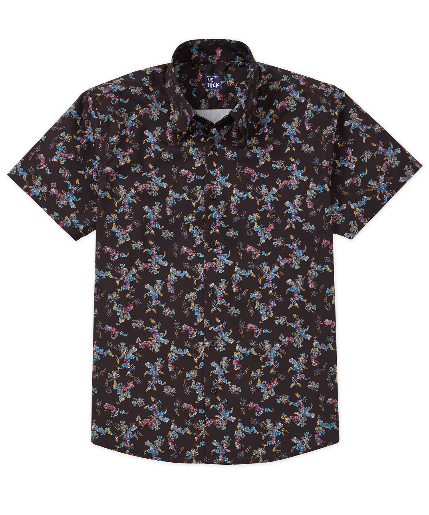 Westport No-Tuck Short Sleeve Button Down Collar Stretch Performance 'Lush Paisley' Sport Shirt