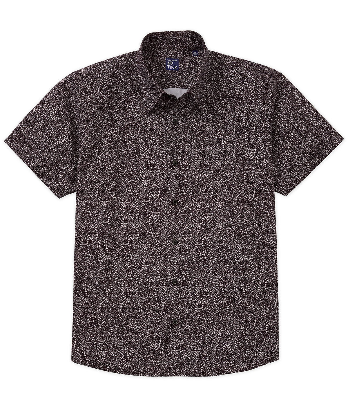 Westport No-Tuck Short Sleeve Button Under Collar Stretch Performance Micro Paisley Sport Shirt, Men's Big & Tall