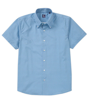 Westport No-Tuck Short Sleeve Button Down Collar Stretch Performance 'Intricate Tiles' Sport Shirt