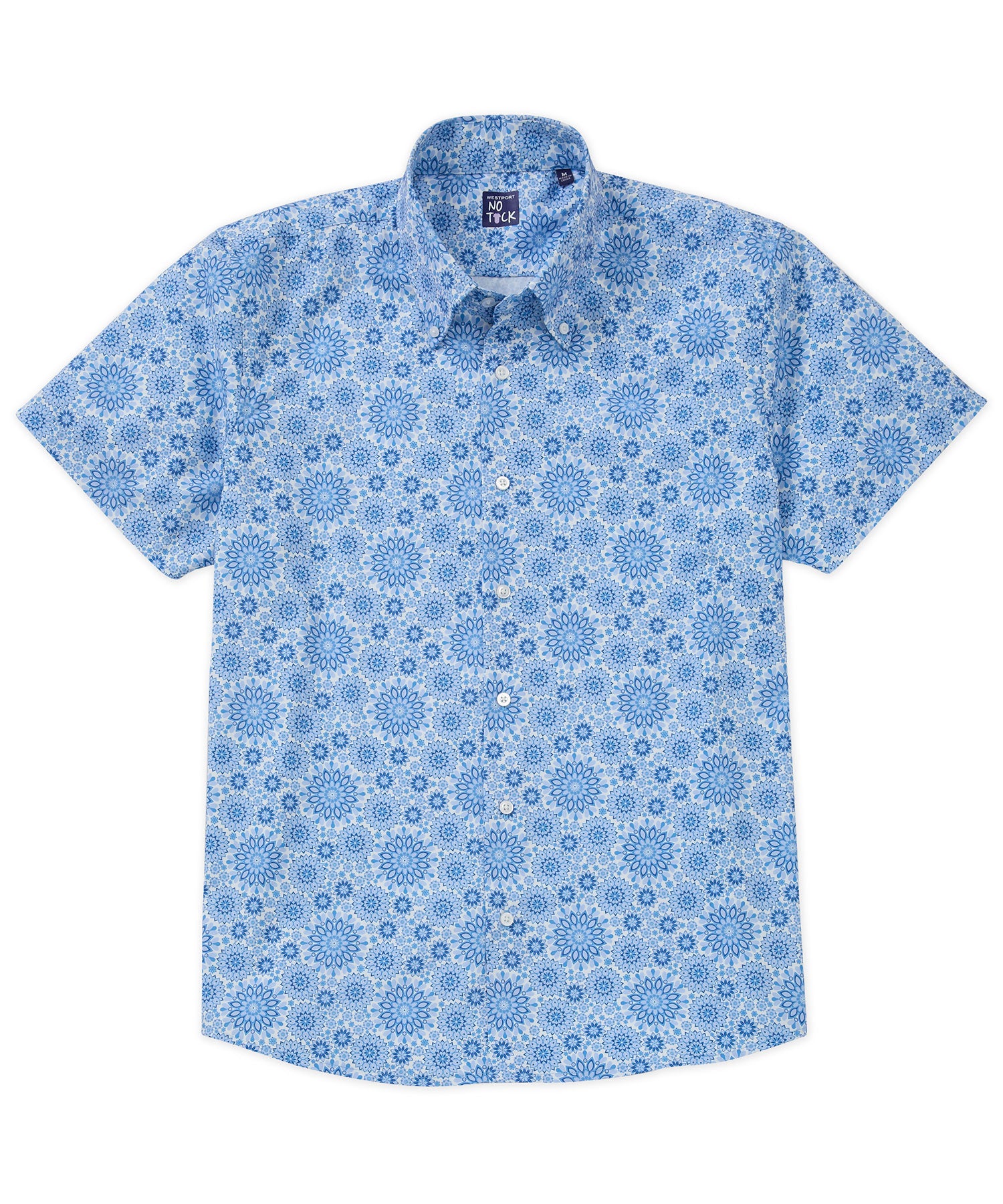 Westport No-Tuck Short Sleeve Button Down Collar Stretch Performance 'Mandala' Sport Shirt