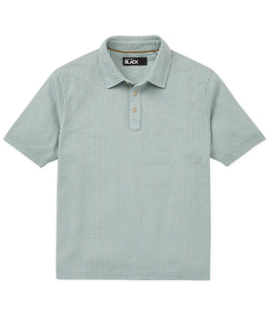 Westport Black Short Sleeve Seersucker Garment Dyed Polo Knit Shirt