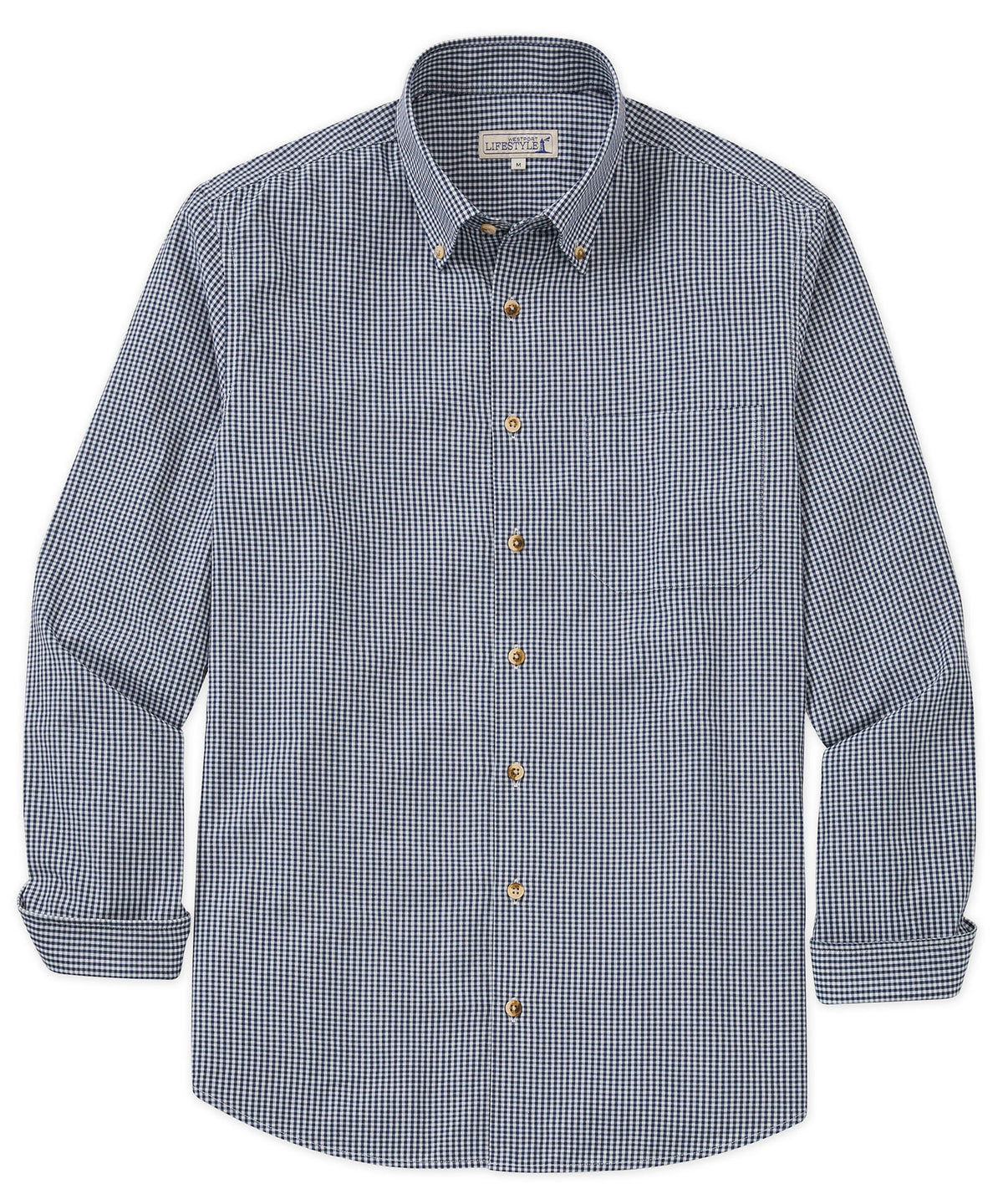 Westport Lifestyle Long Sleeve Button Down Collar Gingham Sport Shirt, Men's Big & Tall