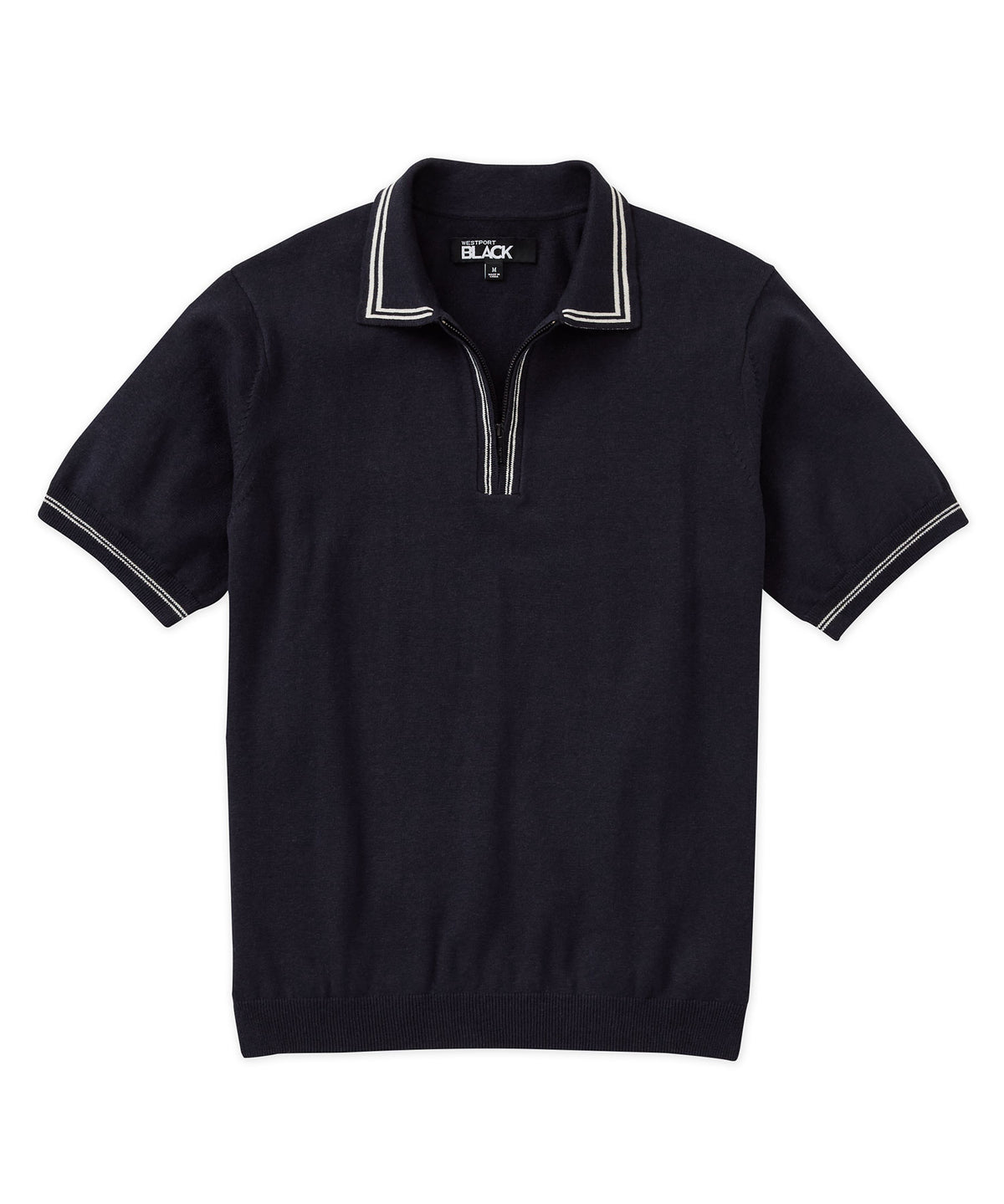 Westport Black Short Sleeve Retro II Zip Polo, Men's Big & Tall