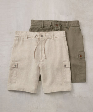 Westport Black Southport Linen Drawcord Cargo Short