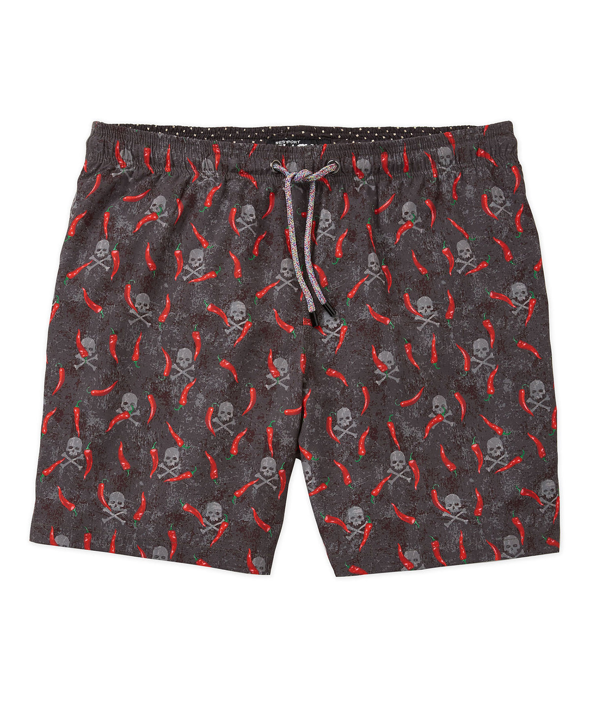 Westport Black Skull Print Swim Trunk, Men's Big & Tall