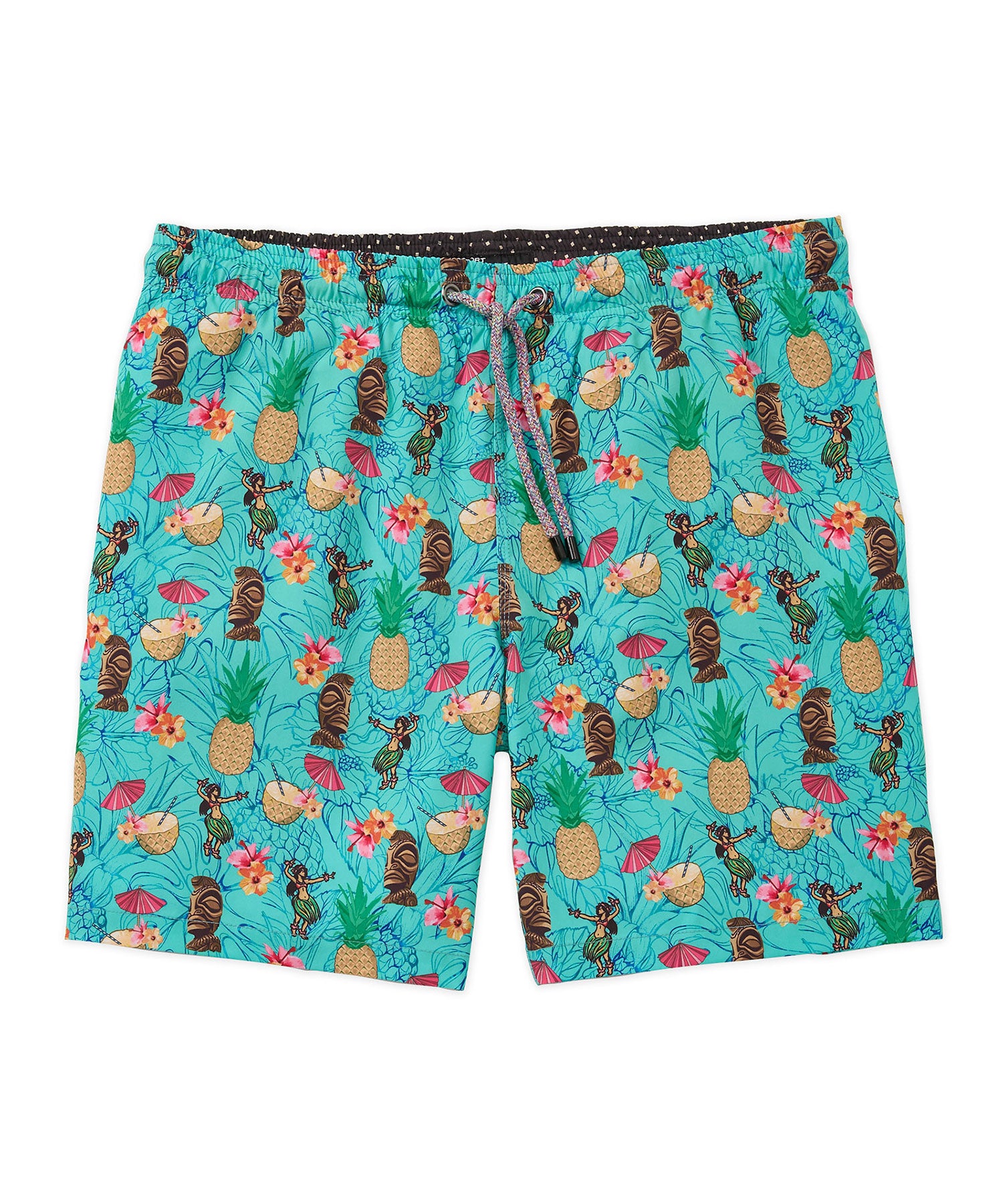 Westport Black Aloha Print Hampton Swim Trunk