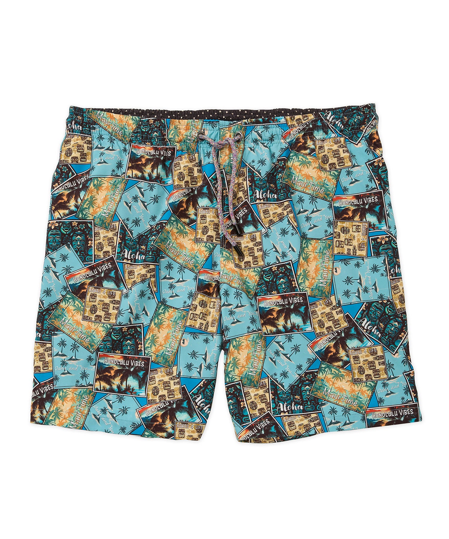 Westport Black Postcard Print Swim Trunk