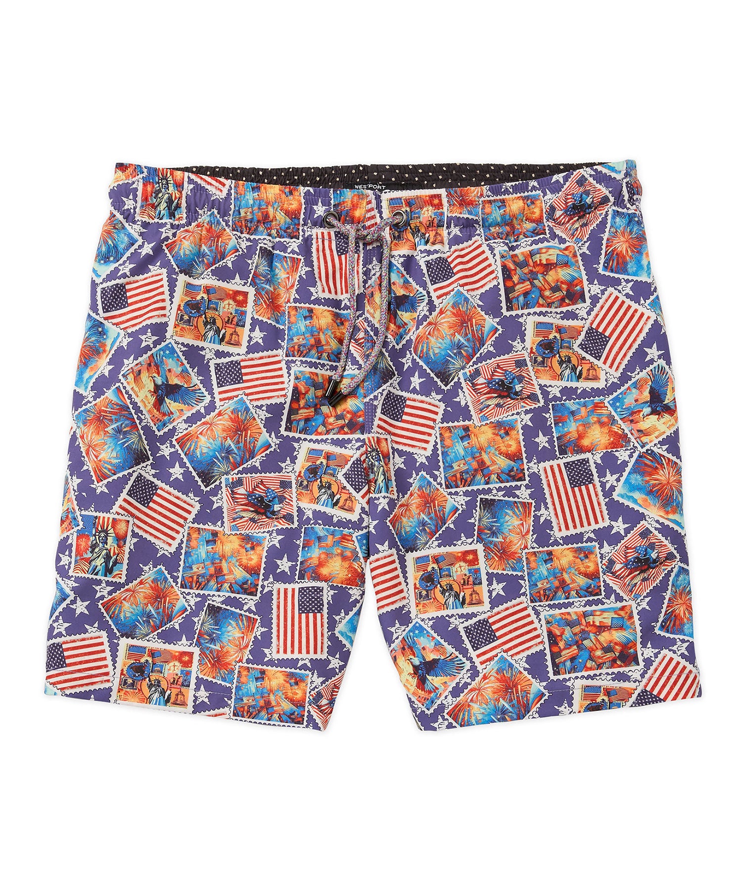 Westport Black Stamp Print Hampton Swim Trunk