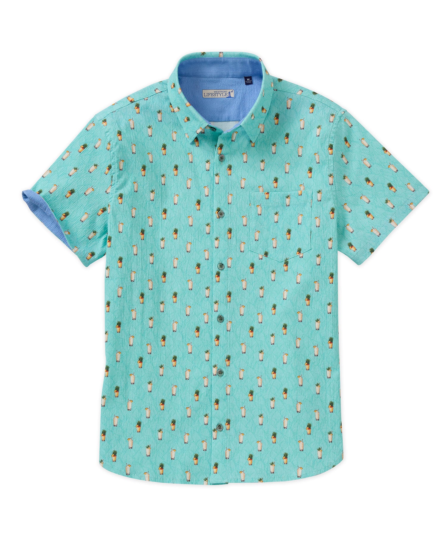 Westport Lifestyle Short Sleeve Seersucker Print Sport Shirts