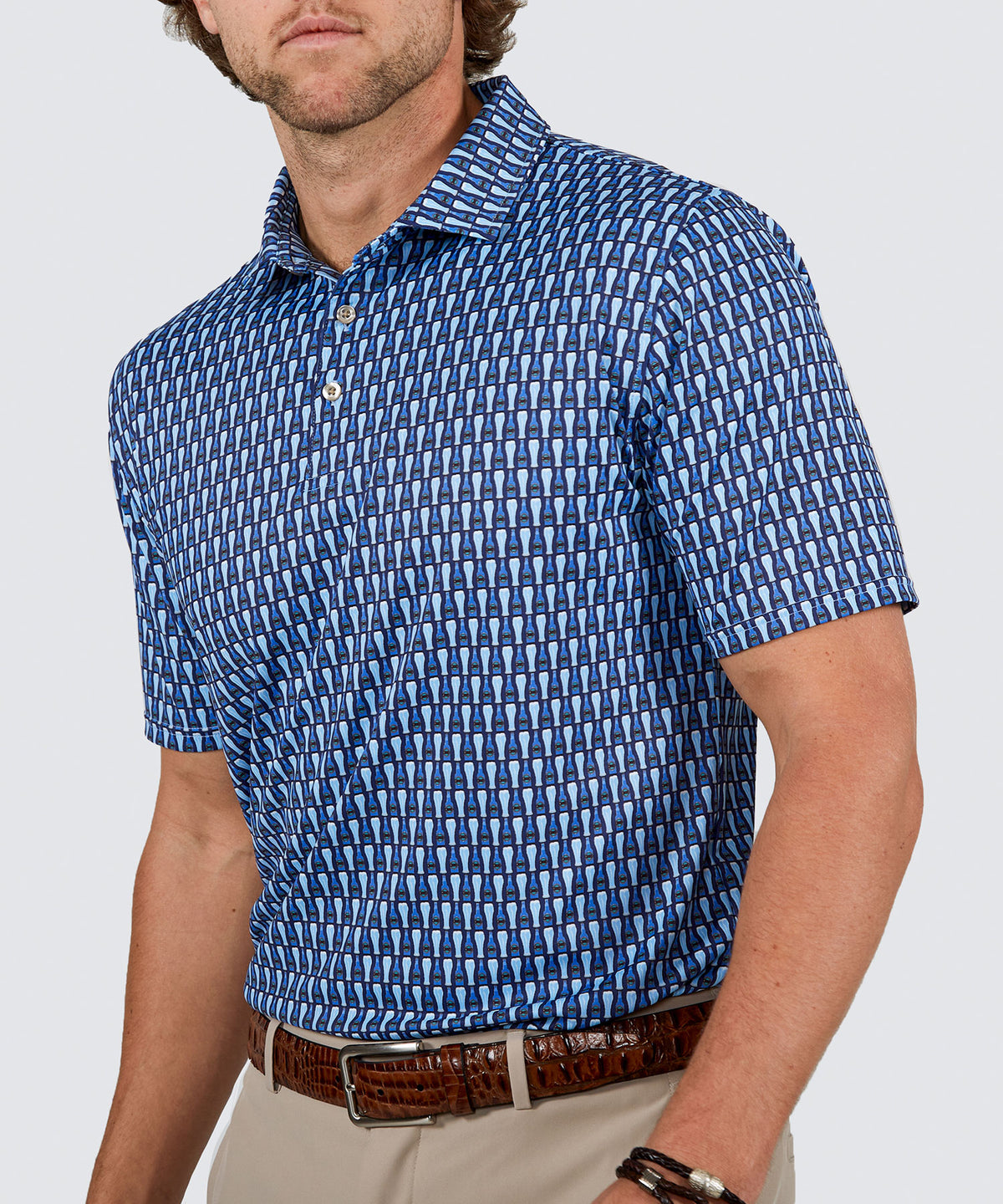 Westport Lifestyle Short Sleeve Performance 'Pint' Print Polo Knit Shirt, Men's Big & Tall