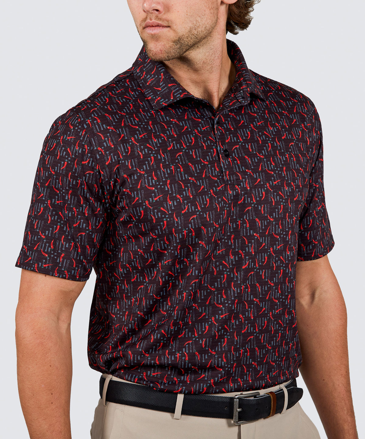 Westport Lifestyle Short Sleeve Performance 'Chilis' Print Polo Knit Shirt, Men's Big & Tall