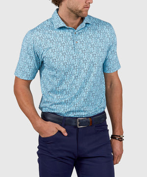 Westport Lifestyle Short Sleeve Performance 'Golfer' Print Polo Knit Shirt