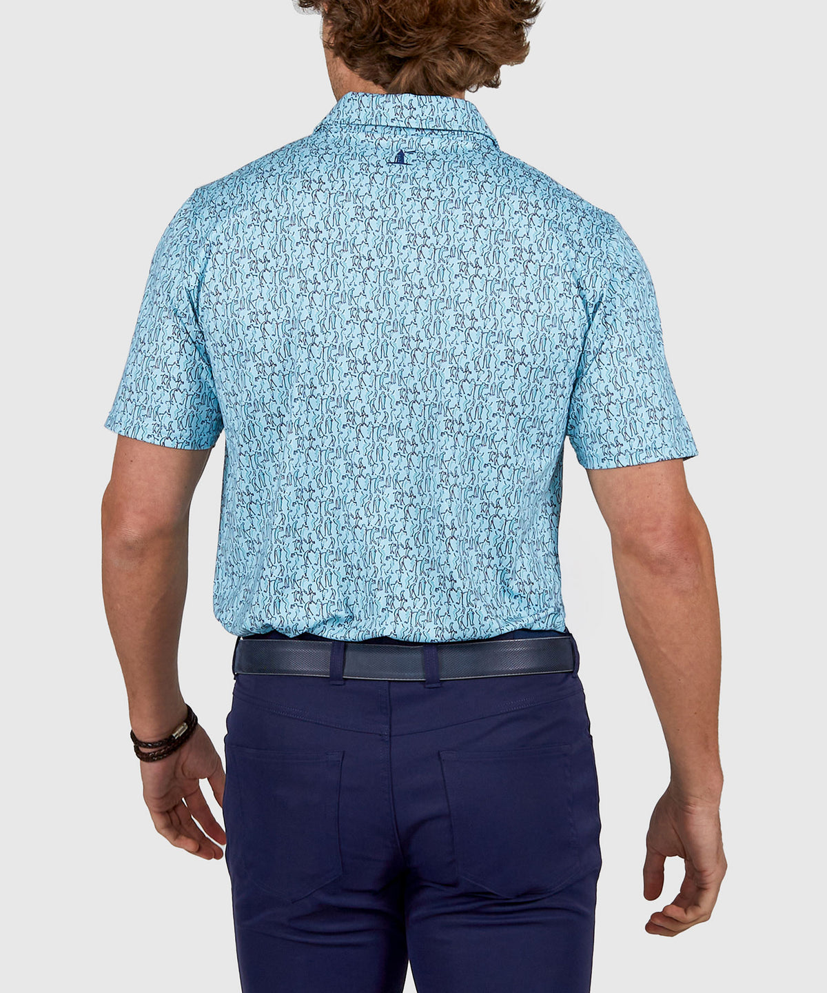 Westport Lifestyle Short Sleeve Performance 'Golfer' Print Polo Knit Shirt, Men's Big & Tall