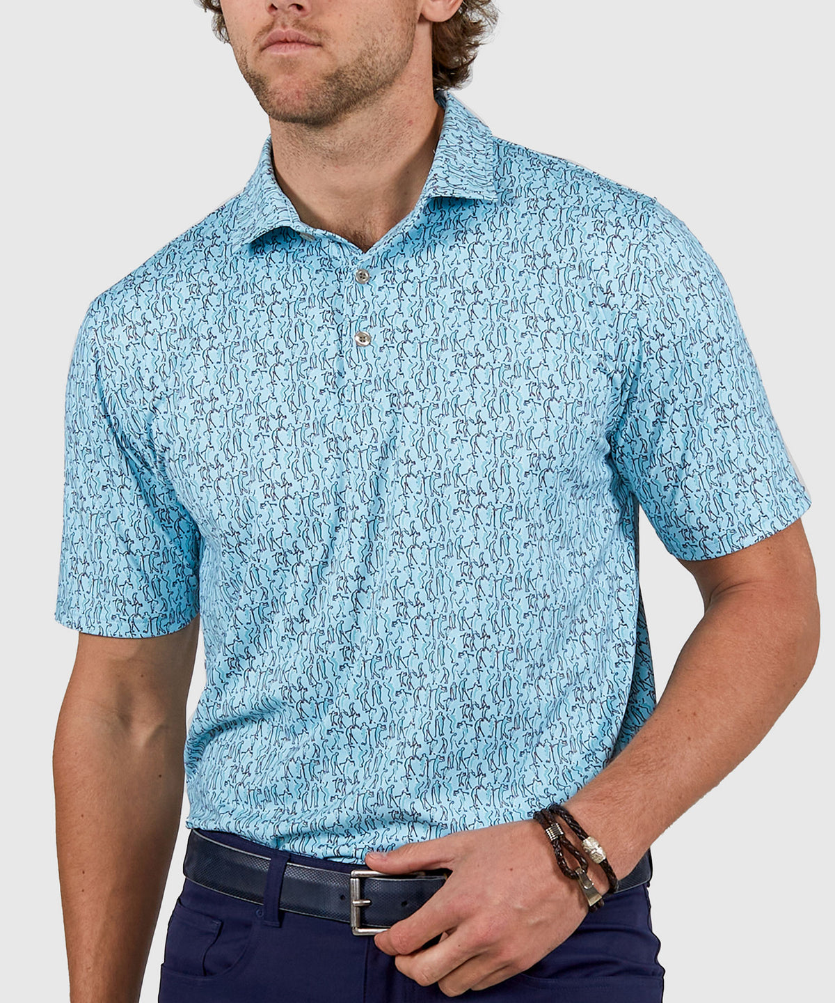 Westport Lifestyle Short Sleeve Performance 'Golfer' Print Polo Knit Shirt, Men's Big & Tall